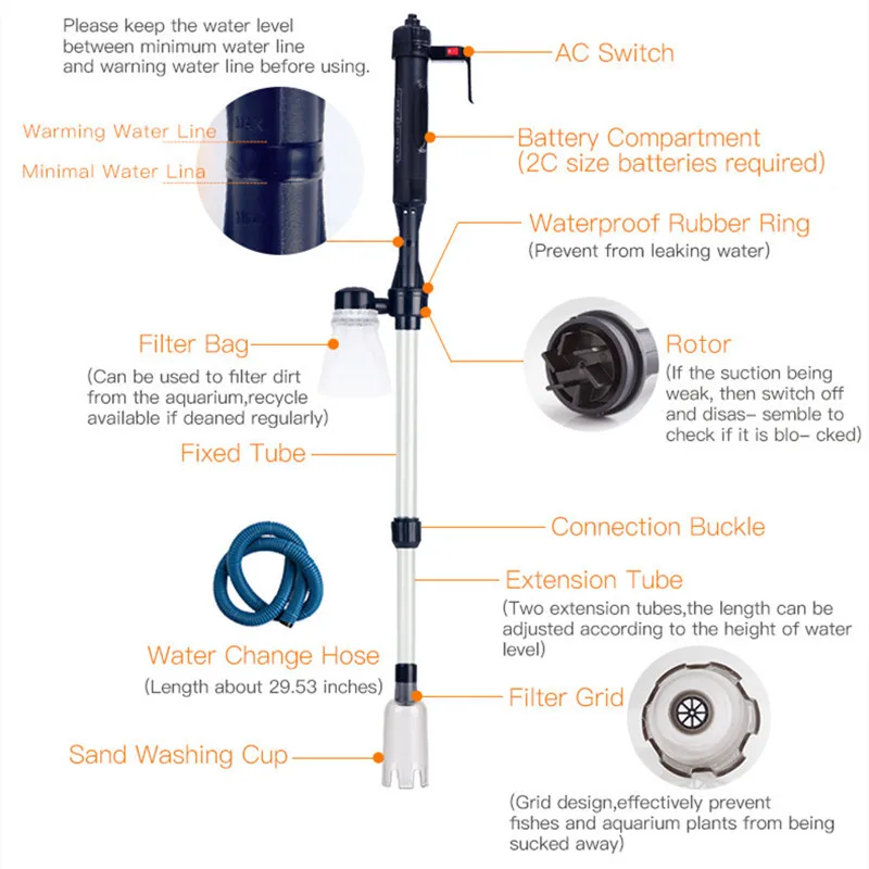 Electric Water Changer Vacuum  - đánh giá và giá Aquarium Fish Electric